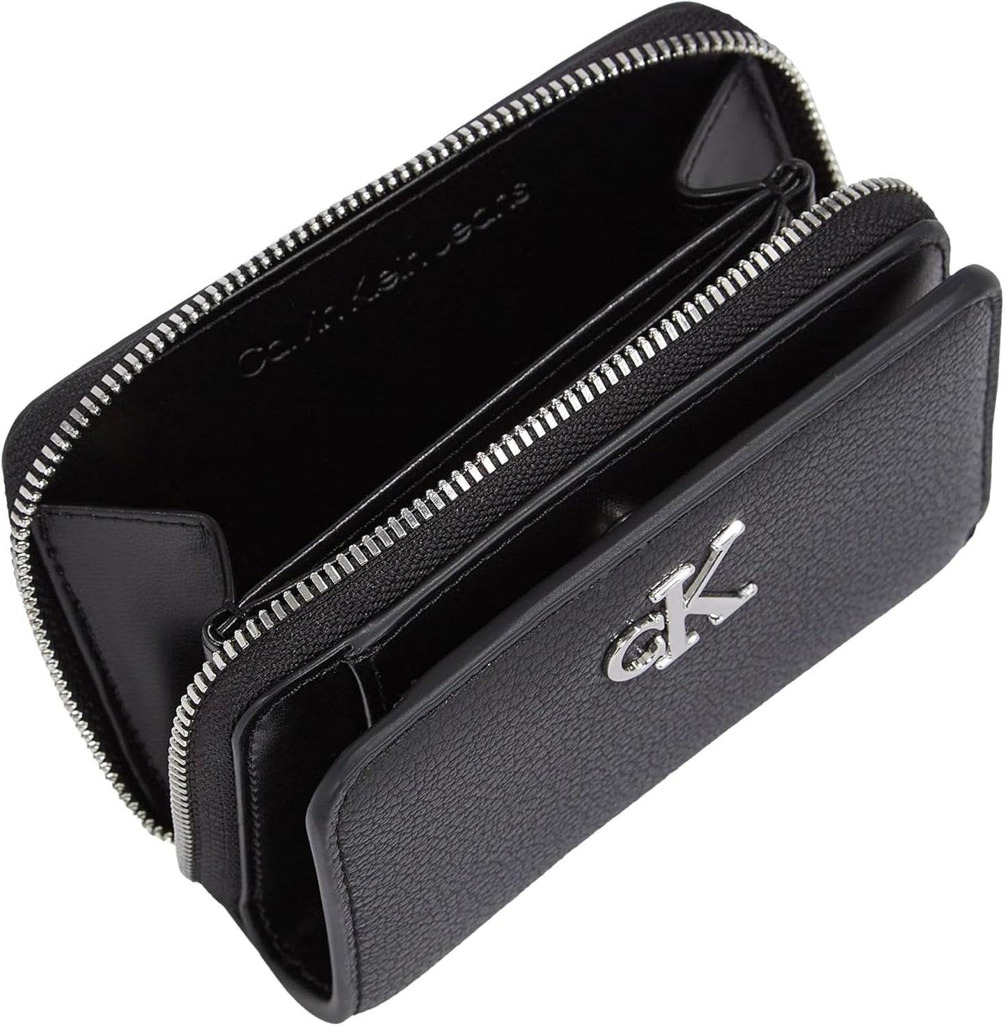Damski portfel Calvin Klein z minimalnym monogramem, zapinany na zamek wokół Klein, czarny (czarny), jeden rozmiar Portfel damski Naty Shop