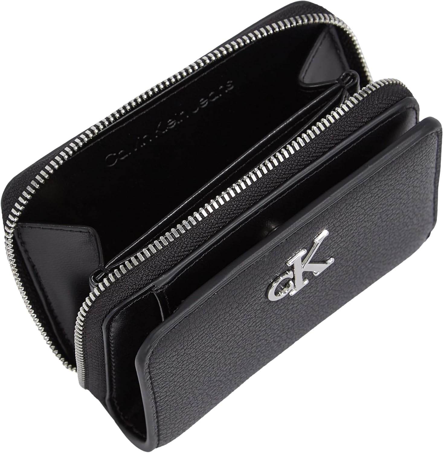 Damski portfel Calvin Klein z minimalnym monogramem, zapinany na zamek wokół Klein, czarny (czarny), jeden rozmiar Portfel damski Naty Shop
