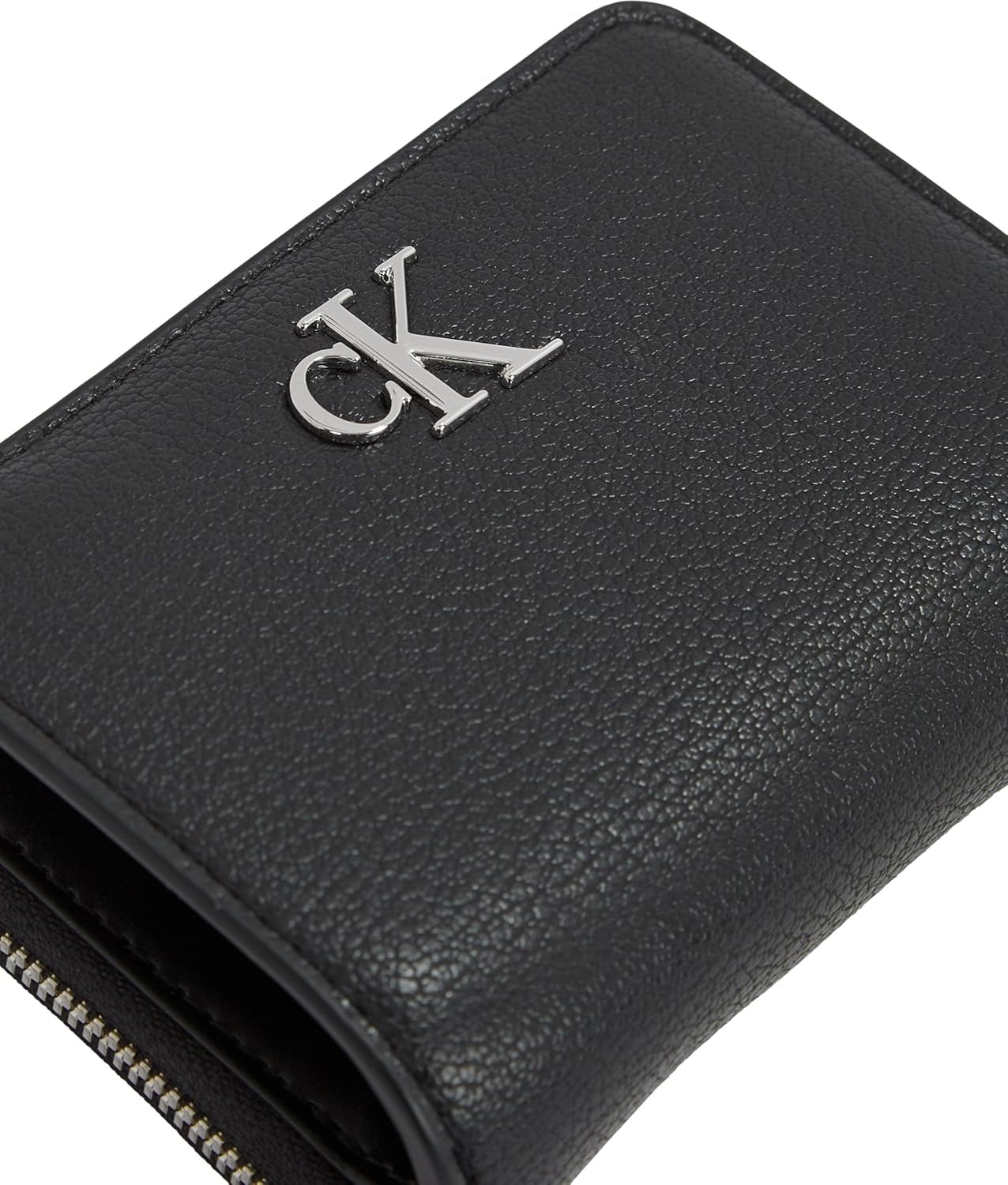 Damski portfel Calvin Klein z minimalnym monogramem, zapinany na zamek wokół Klein, czarny (czarny), jeden rozmiar Portfel damski Naty Shop