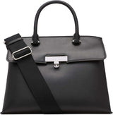 Calvin Klein Damska listonoszka Turn Lock - 2 w 1 wegańska skóra 3 kieszenie Becky Turnlock Torba na ramię Czarna/srebrna Torby damskie Naty Shop Default Title