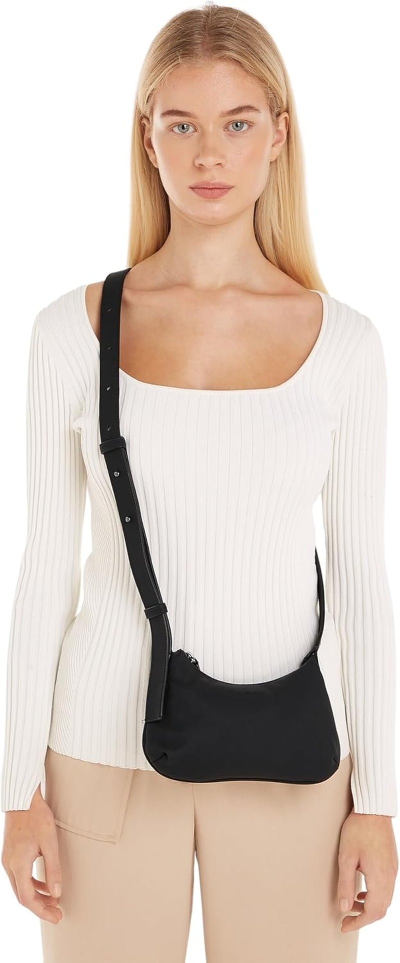 Torba na ramię Calvin Klein Crossbody Klein z zamkiem błyskawicznym, czarna (Ck czarna), torby damskie w naturalnym rozmiarze Naty Shop