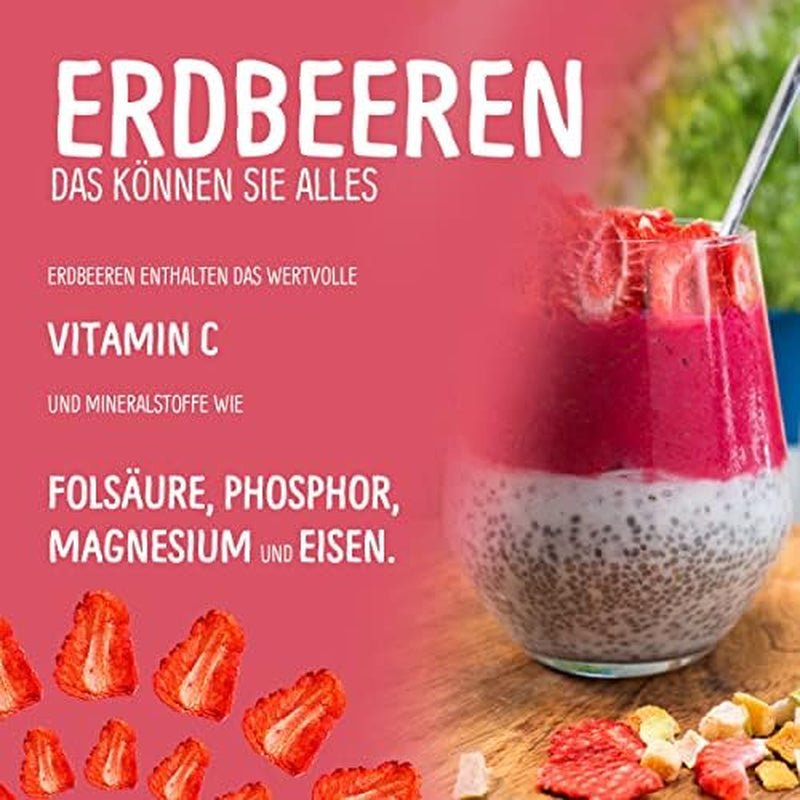 Truskawki liofilizowane 300g: niesłodzone suszone plastry truskawek - Truskawki liofilizowane z czystymi owocami, pełne smaku: jagody liofilizowane - suszone owoce NUTRIPUR Produkty odwodnione Naty Shop