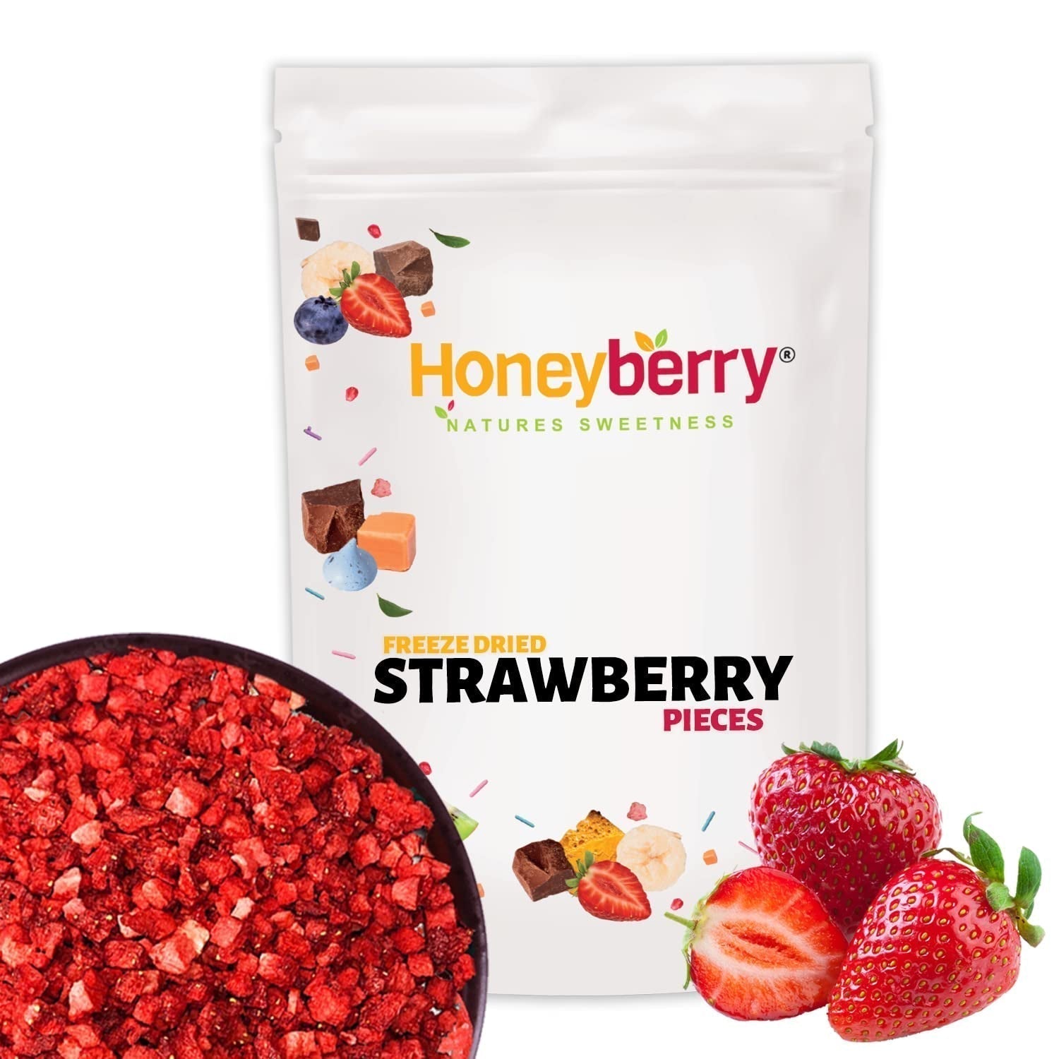 Truskawki liofilizowane kawałki 100g - Truskawki liofilizowane Produkty suszone Naty Shop 100G