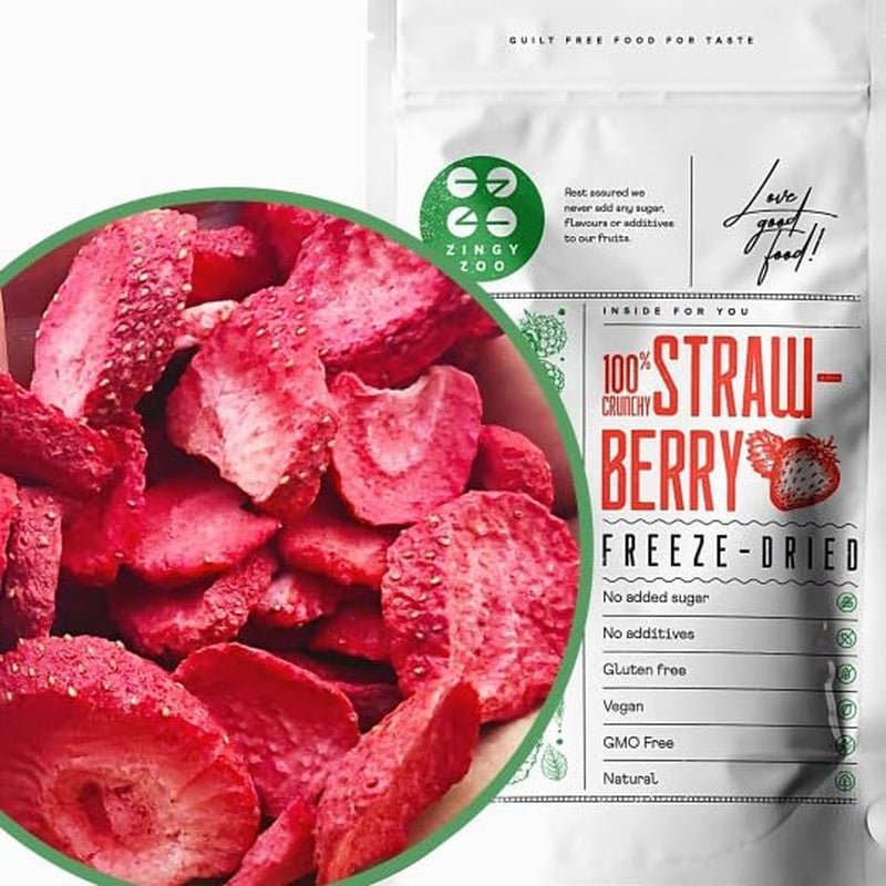 Truskawki liofilizowane | Owoce liofilizowane Liofilizowane | Suszone owoce bez cukru Suszone owoce | Suszone truskawki Liofilizowane | Owoce liofilizowane (90g) Produkty suszone Naty Shop 50G
