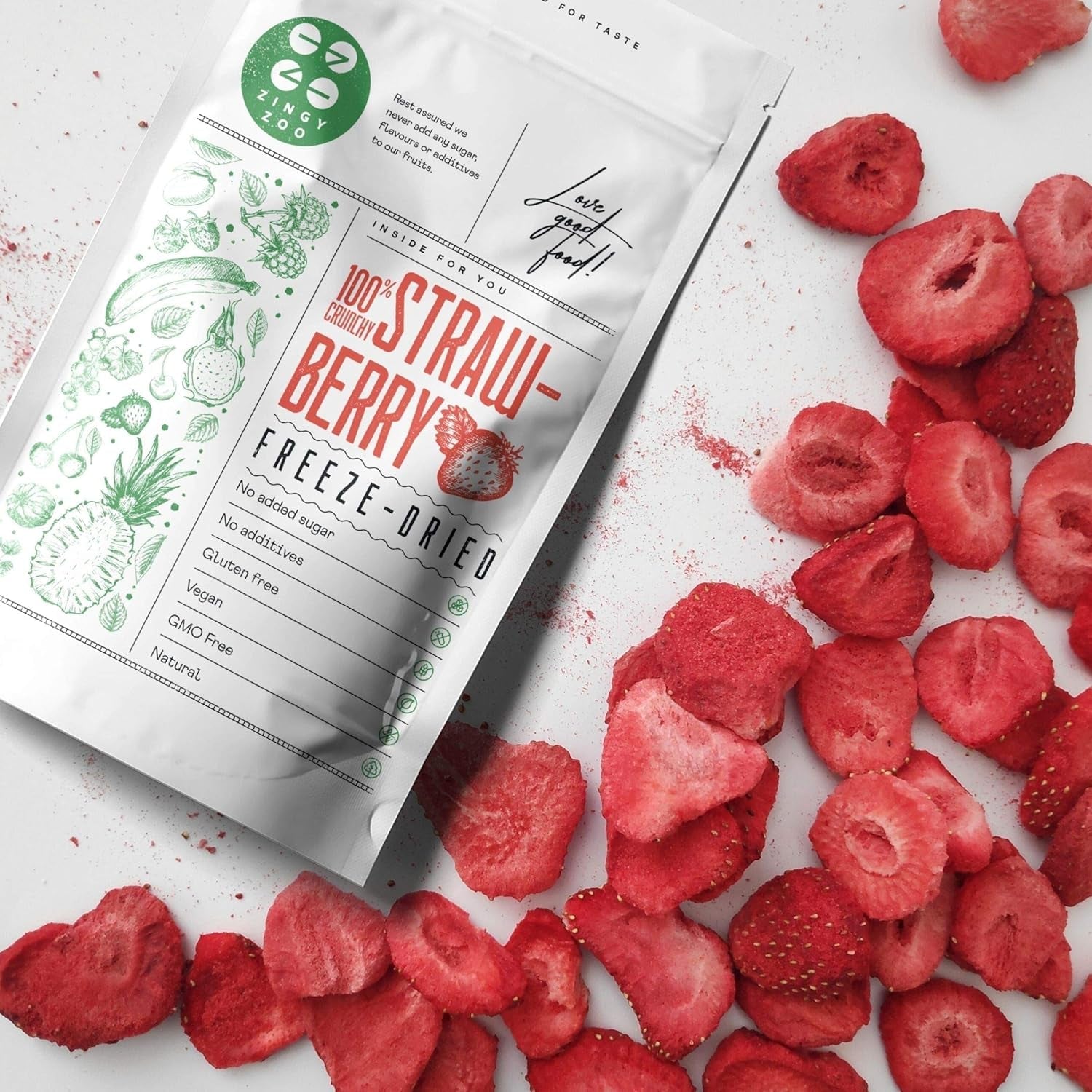 Truskawki liofilizowane | Owoce liofilizowane Liofilizowane | Suszone owoce bez cukru Suszone owoce | Suszone truskawki Liofilizowane | Owoce liofilizowane (90g) Produkty suszone Naty Shop