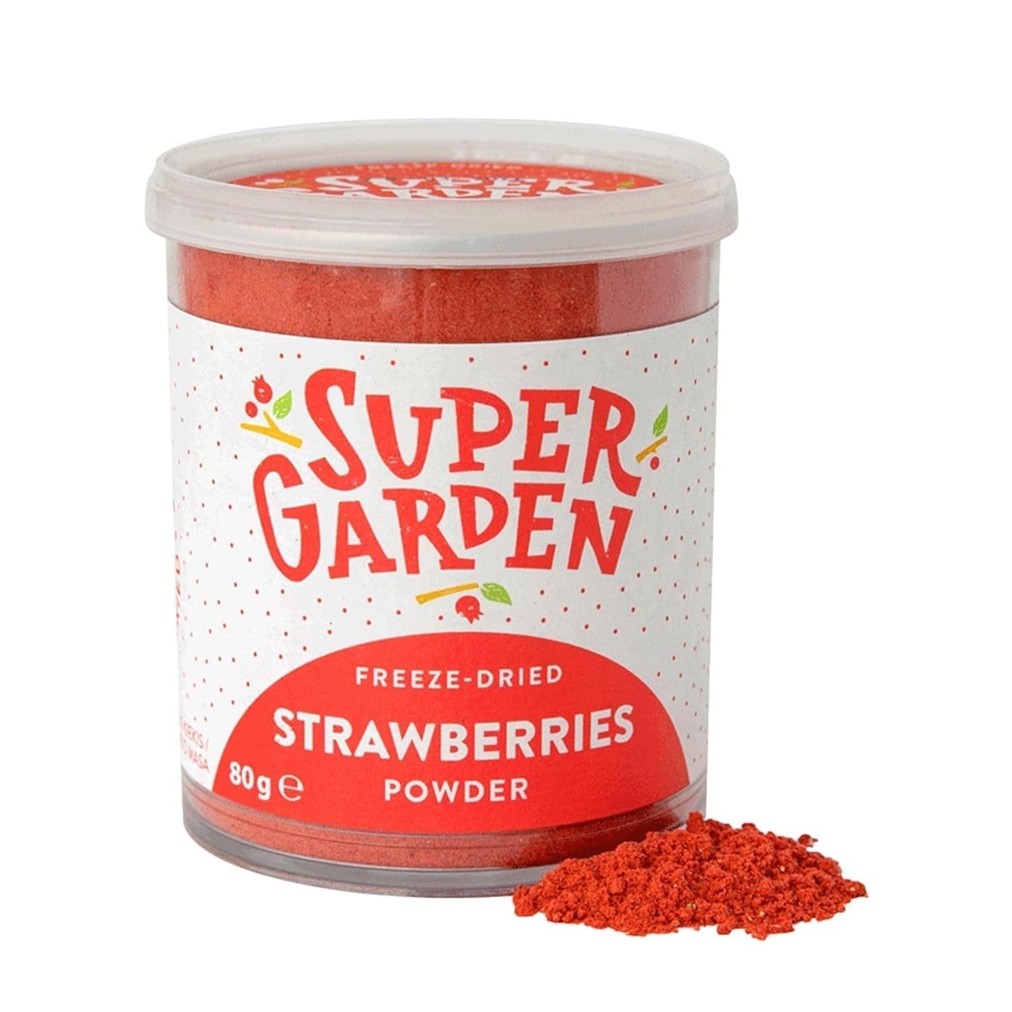 Super Garden Liofilizowane Truskawki | Pyszne i w 100% czyste owoce liofilizowane | Całe suszone truskawki na zdrową przekąskę lub do pieczenia | Truskawki liofilizowane 19g Produkty suszone Naty Shop Truskawka w proszku