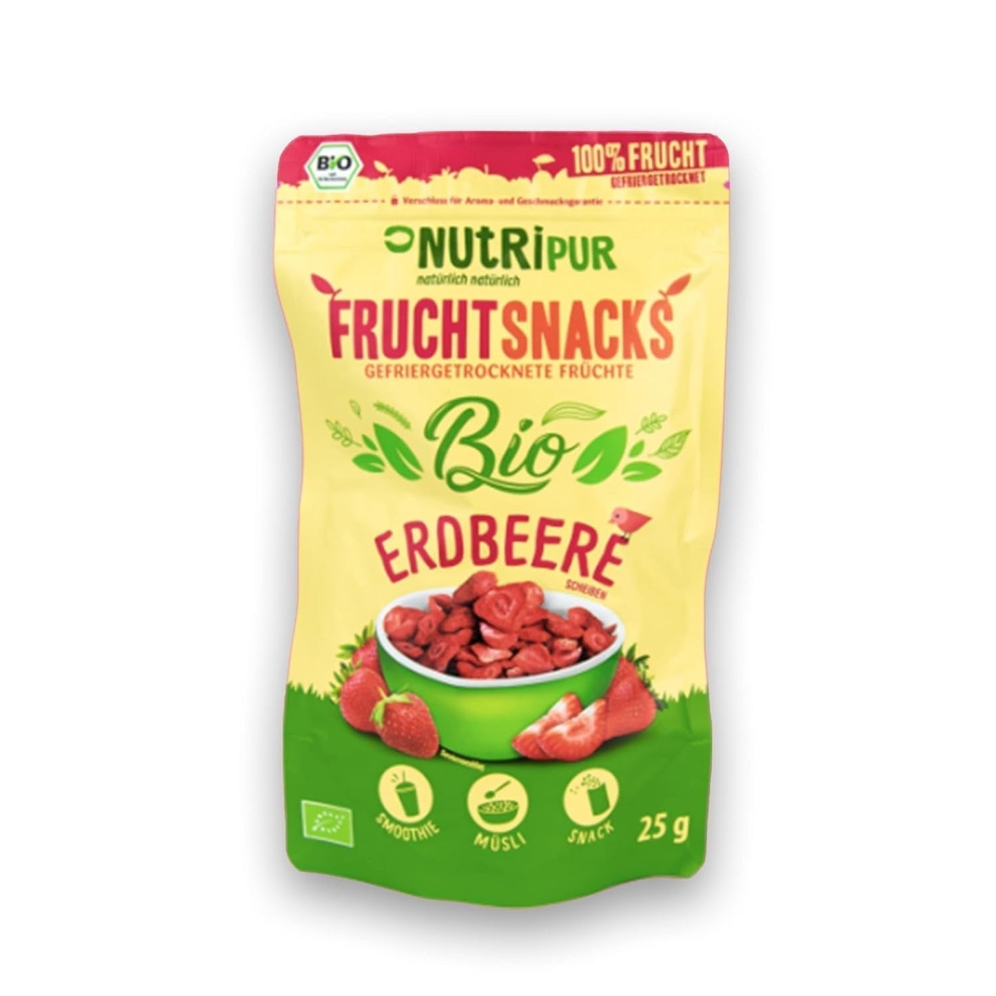 Ekologiczne truskawki liofilizowane: 70g suszonych truskawek do smoothie, musli, polewy do owsianek - jagody liofilizowane bez dodatku cukru - truskawki liofilizowane - owoce NutriPur Produkty suszone Naty Shop Domyślny tytuł