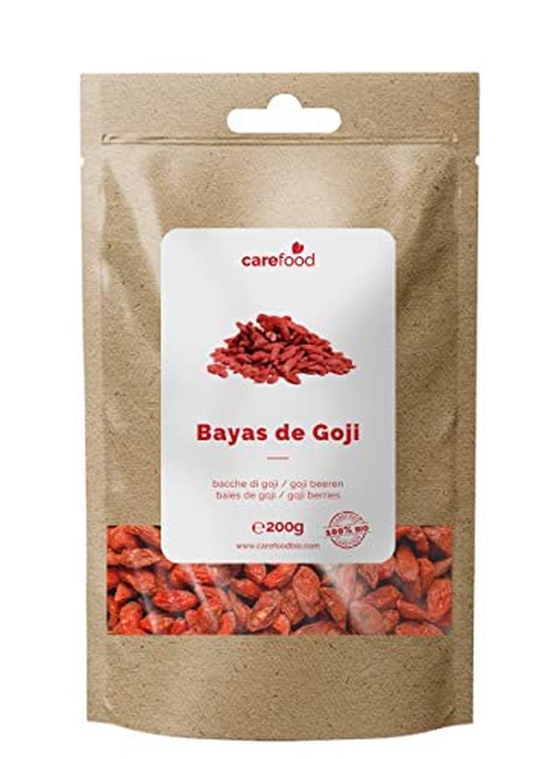 Carefood - Organiczne Owoce Goji - Superfood 100% naturalne suszone owoce - ekologiczna przekąska bez dodatku cukru i odpowiednia dla wegan - słodki smak z lekką kwasowością - 200g Produkty suszone Naty Shop Domyślny tytuł