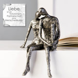 Rzeźba Casablanca - Figurka dekoracyjna pary - Polyresin - Kolor: antyczne srebro Wysokość 25 cm Figurki i rzeźby Naty Shop