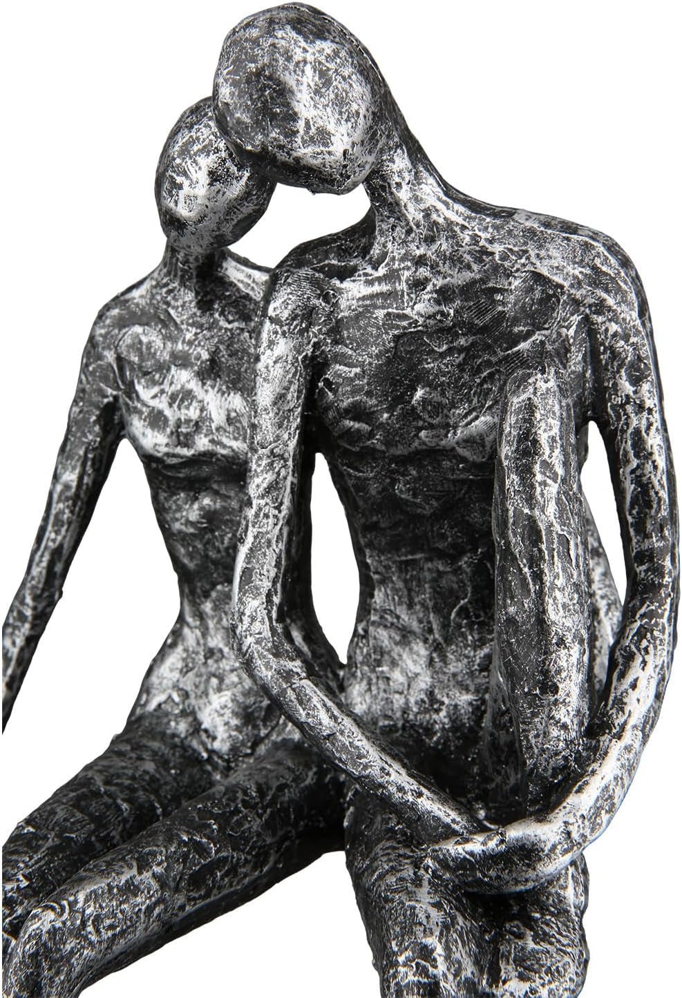 Rzeźba Casablanca - Figurka dekoracyjna pary - Polyresin - Kolor: antyczne srebro Wysokość 25 cm Figurki i rzeźby Naty Shop