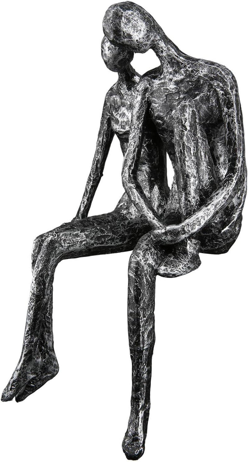 Rzeźba Casablanca - Figurka dekoracyjna pary - Polyresin - Kolor: antyczne srebro Wysokość 25 cm Figurki i rzeźby Naty Shop