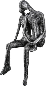 Rzeźba Casablanca - Figurka dekoracyjna pary - Polyresin - Kolor: antyczne srebro Wysokość 25 cm Figurki i rzeźby Naty Shop