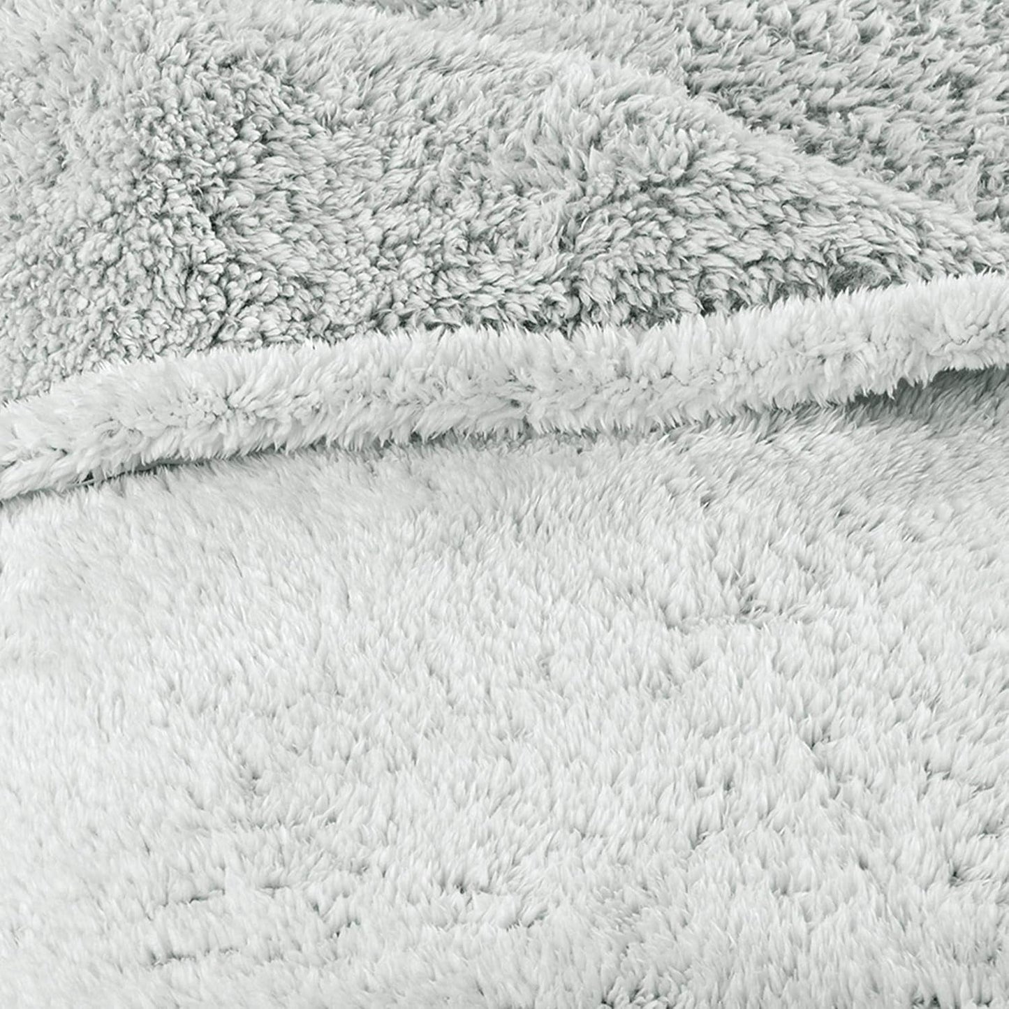 Aqua-Textil Puszysty koc-przytulanka 150 X 200 cm Szary Biały Melange Pluszowy koc TV Narzuta na łóżko Polar Sherpa Oeko-Tex Ottawa Łóżka i koce Besuche den aqua-textil-Store