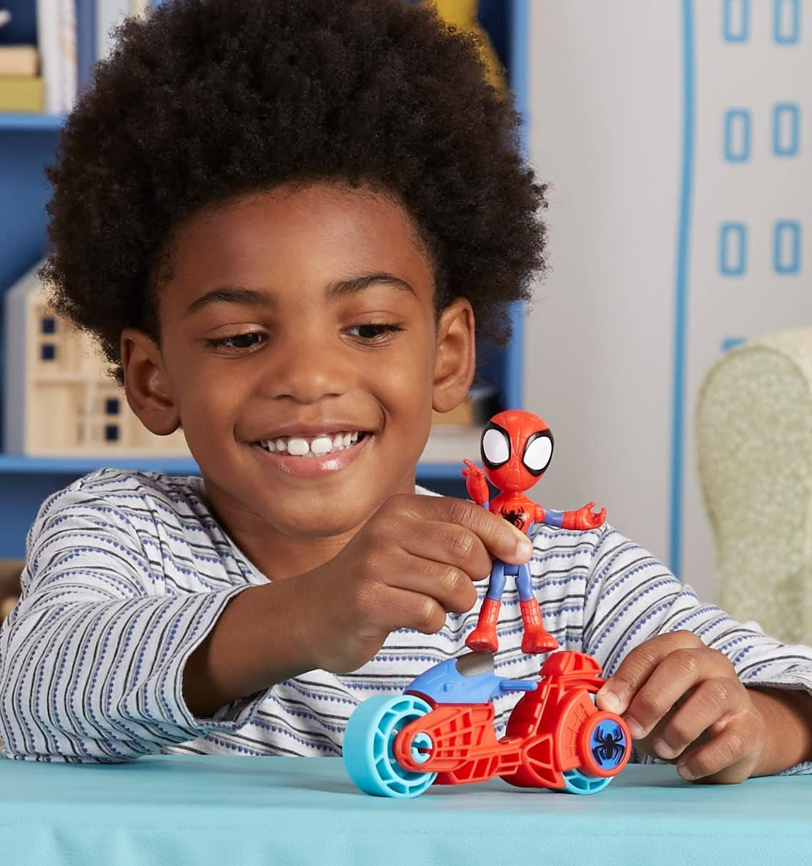 SPIDEY i JEGO NIESAMOWICI PRZYJACIELE Marvel Spidey Figurka motocykla dla chłopców i dziewcząt w wieku od 3 lat Figurki Naty Shop