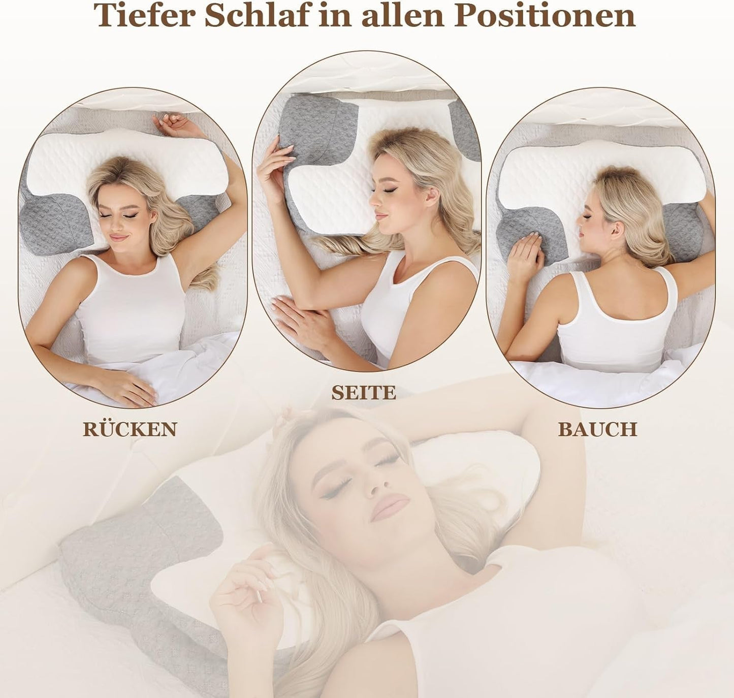 Poduszka pod szyję Wellsync Poduszka ergonomiczna Poduszka z pianki memory Poduszka ortopedyczna dla osób śpiących na boku Podkłady na plecach Podkłady na brzuch Ból szyi Biały Szary Poduszki ortopedyczne szyjki macicy Naty Shop