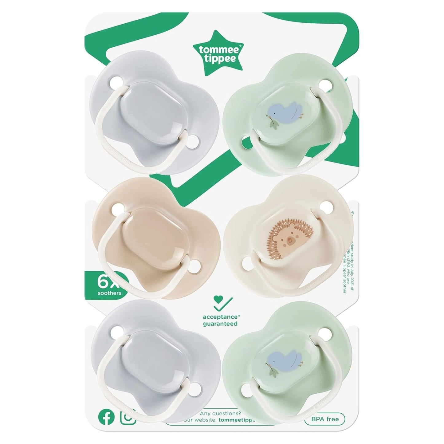 Smoczki Tommee Tippee Anytime, 0-6 miesięcy, opakowanie 6 symetrycznych smoczków, bez BPA
