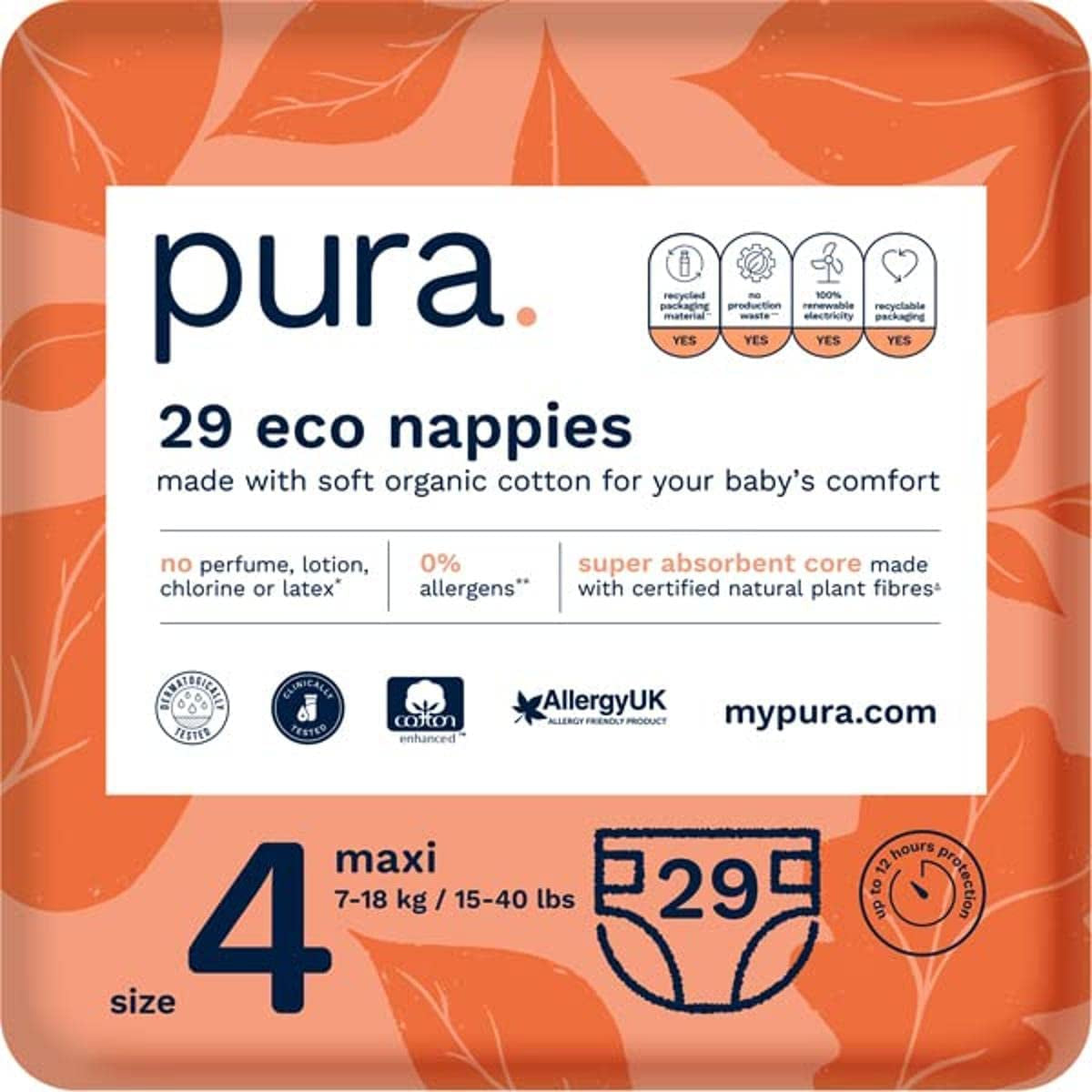 Pieluszki Eco Baby - Rozmiar 3 (4-9 kg), 1 opakowanie (26 pieluch), Ultra miękkie pieluszki dla wrażliwej skóry, Bawełna organiczna, Ochrona przed wyciekaniem do 12 godzin, Nowa tabela rozmiarów