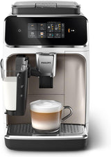 Ekspres automatyczny PHILIPS seria 2300 - 4 napoje, nowoczesny kolorowy ekran dotykowy, system przygotowania mleka LatteGo, SilentBrew, młynek 100% ceramiczny, filtr AquaClean. Czarny matowy (EP2330/10)