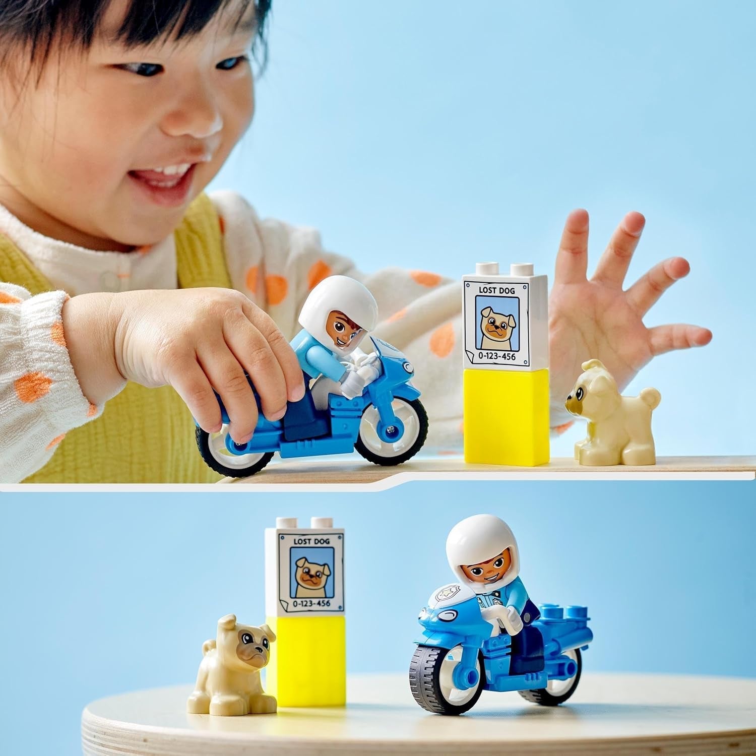 LEGO 10967 Policyjny motocykl DUPLO, Zabawka policyjna dla małych dzieci od 2 lat, Idealna zabawka rozwijająca zdolności motoryczne dla niemowląt, Zabawkowy motocykl Zestawy do budowania Besuche den LEGO-Store