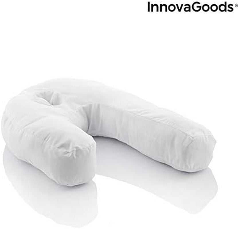 Innovagoods Ergonomiczna poduszka w kształcie litery U do spania na boku, idealna dla kobiet w ciąży, zapewnia spokojne oddychanie, zmniejsza chrapanie, bawełna i poliester, biała, poduszki ortopedyczne na szyję macicy 39 x 57 x 14 cm Naty Shop