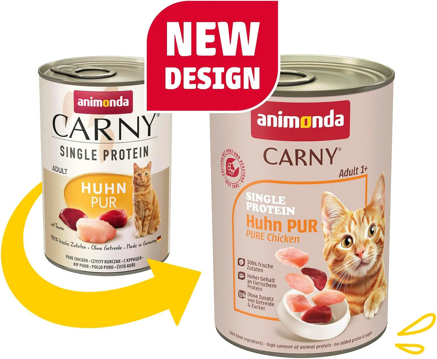 animonda Carny Adult Single Protein Pure Chicken (6 x 400g), mokra karma dla dorosłych kotów z jednym źródłem białka, mokra karma dla dorosłych kotów, bez zbóż i bez cukru