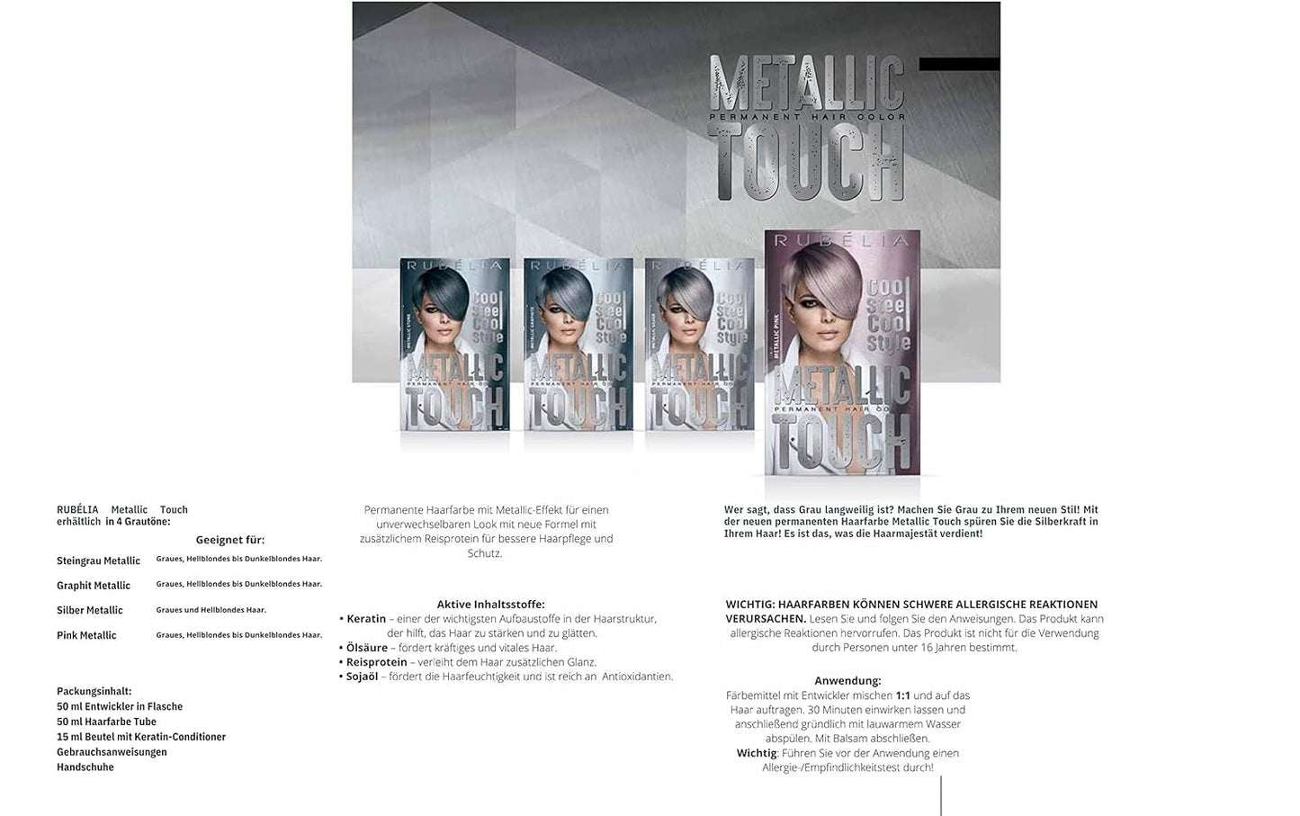 Trwała farba do włosów Metallic Touch - Metallic Silver, 1 opakowanie - 115 ml Farba do włosów Naty Shop