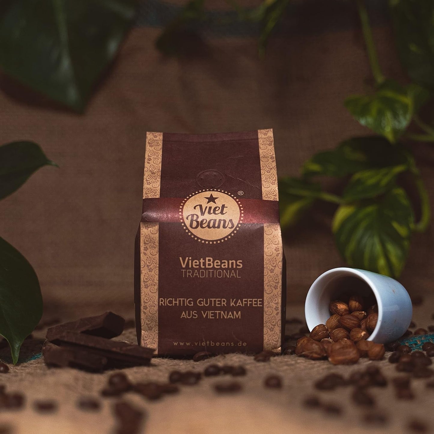 VietBeans Tradycyjne – Ganze Kaffeebohnen – Traditionelle Trommelröstung - Hochwertiger vietnamesischer Kaffee – Geeignet für Fullyautomaten - 250g