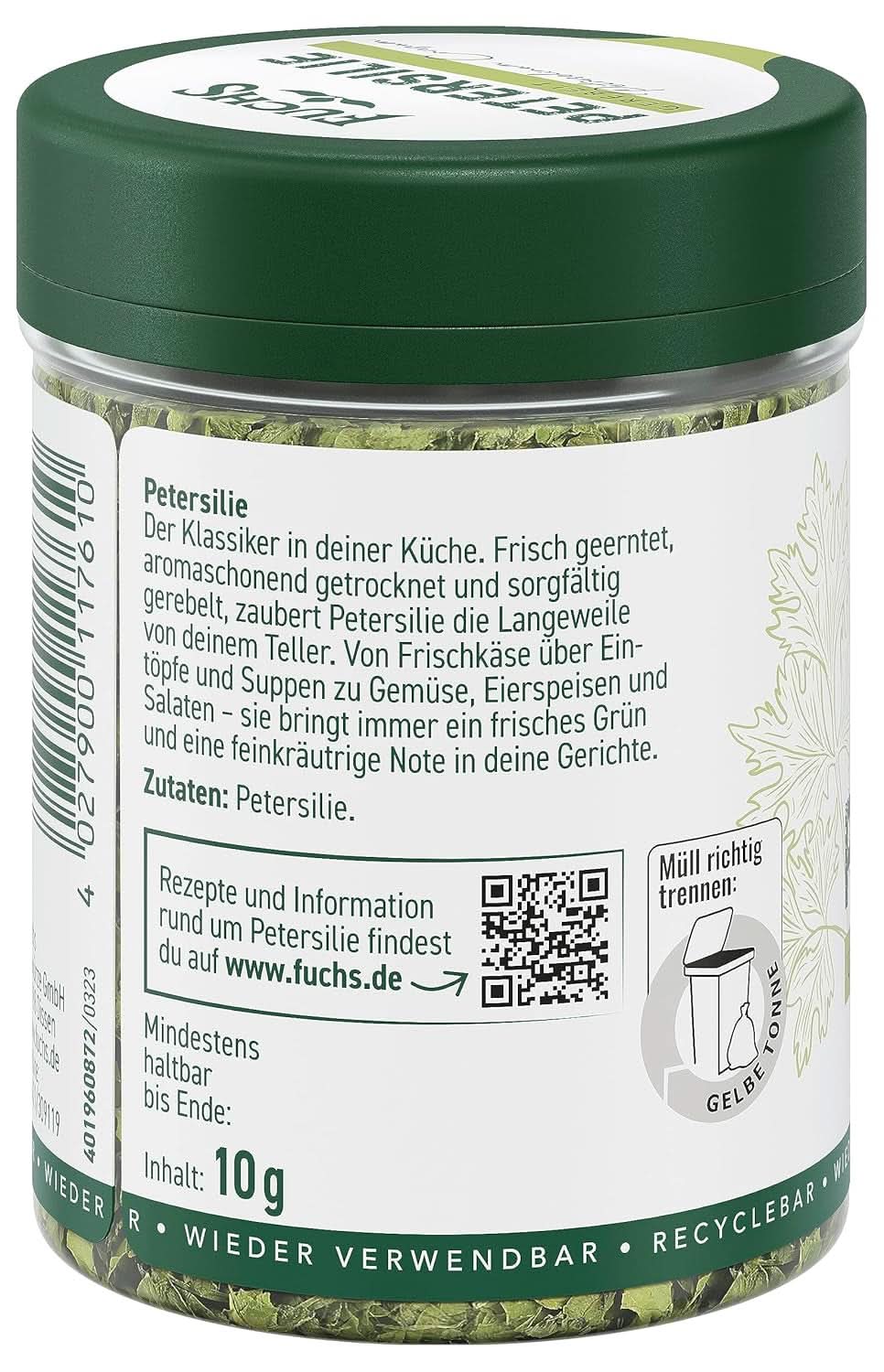 Fuchs - Pietruszka Nacierana - Ziołowy aromat do dań jajecznych, warzyw i sałatek - 10 gramów Przyprawy Naty Shop