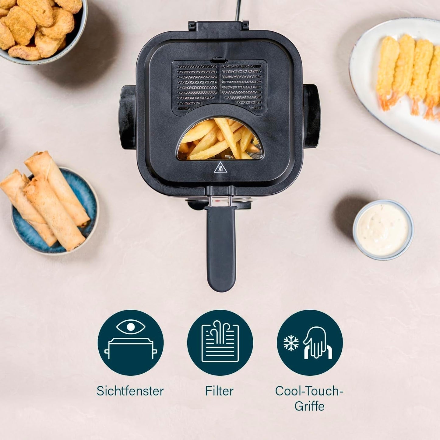 Mini frytkownica do fondue Princess 182611 - szybkie nagrzewanie - filtr zapachów - pojemność 1,2 litra, srebrny AGD Naty Shop