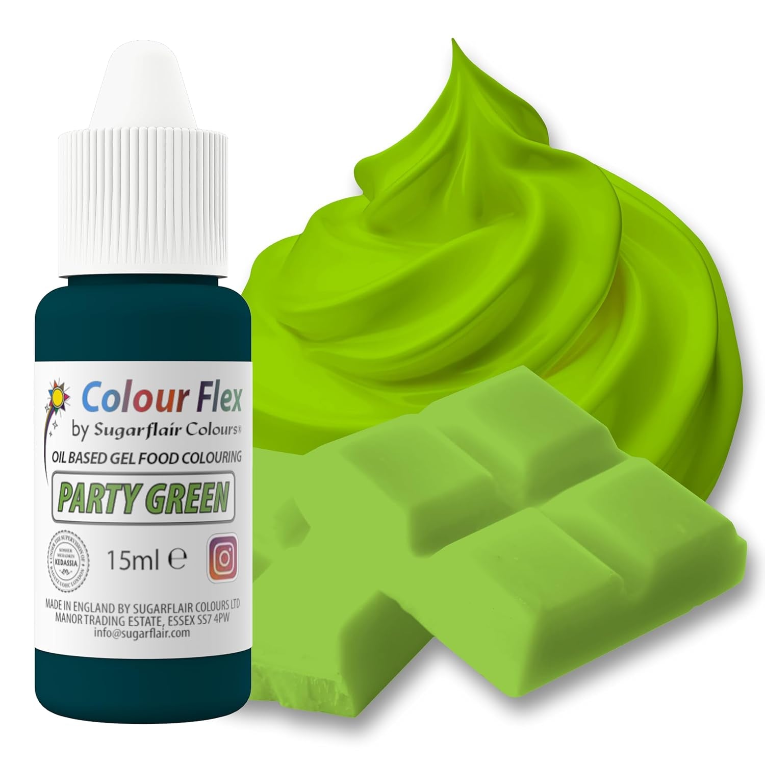Sugarflair Colourflex Barwnik spożywczy na bazie oleju, błękit królewski, wysoce skoncentrowany płynny barwnik spożywczy, barwnik spożywczy do śmietany, czekolady, ciasta, kremówki, lukieru i nie tylko - 15 ml