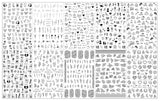 JMEOWIO Nagelsticker Geometria 10 Blatt Nagelaufkleber Selbstklebend Schwarzes Herz Unregelmäßig Geformt Nail Art Naklejka Dekoracja Nageldesign Zubehör