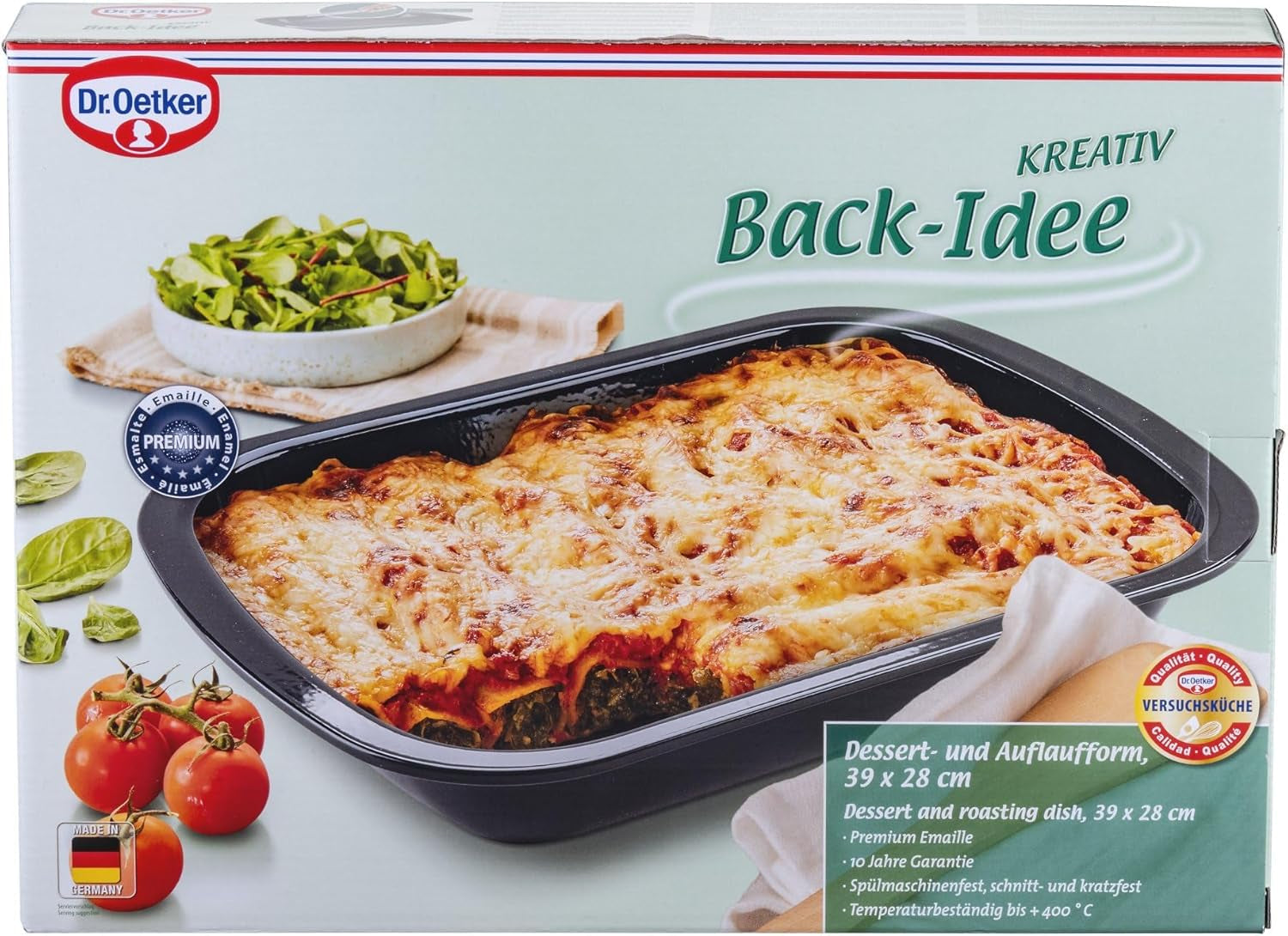 Dr. Oetker Back-Idee Kreativ Dessert- Und Auflaufform Aus Enamelle, 39,5 X 28 X 6,5 Cm – Hitzebeständig Bis 400°C, Schnittfest, Kratzfest, Induktionsgeeignet, Schwarz Formy i blachy do pieczenia Naty Shop