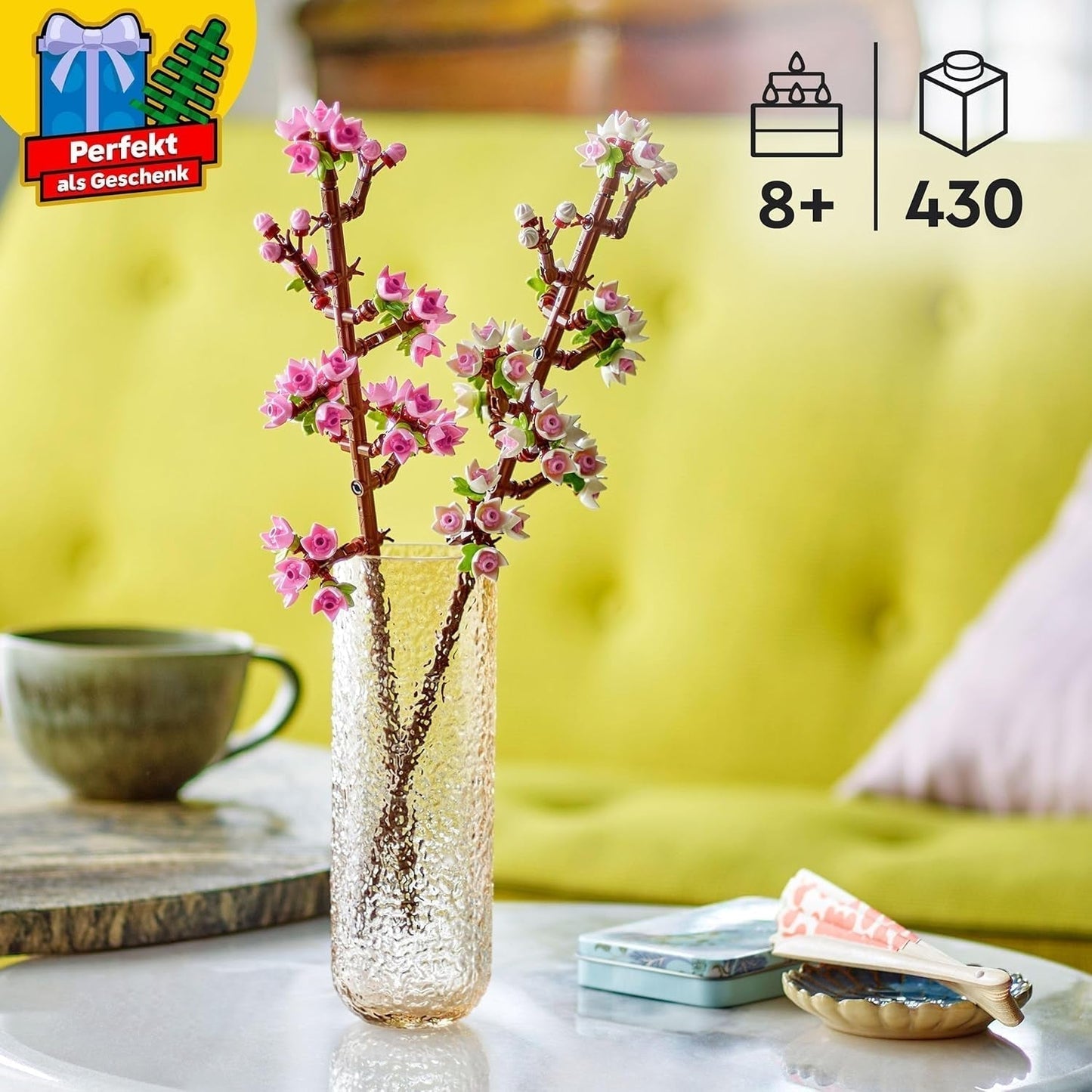 LEGO Botanicals Kwiaty wiśni - Sztuczne kwiaty do zbudowania - Ozdoby na biurko dla dzieci - Bukiet kwiatów na wystawę - Prezent dla kobiet i mężczyzn od 8 lat - Kolekcja botaniki 40725 Zestawy konstrukcyjne Besuche den LEGO-Store