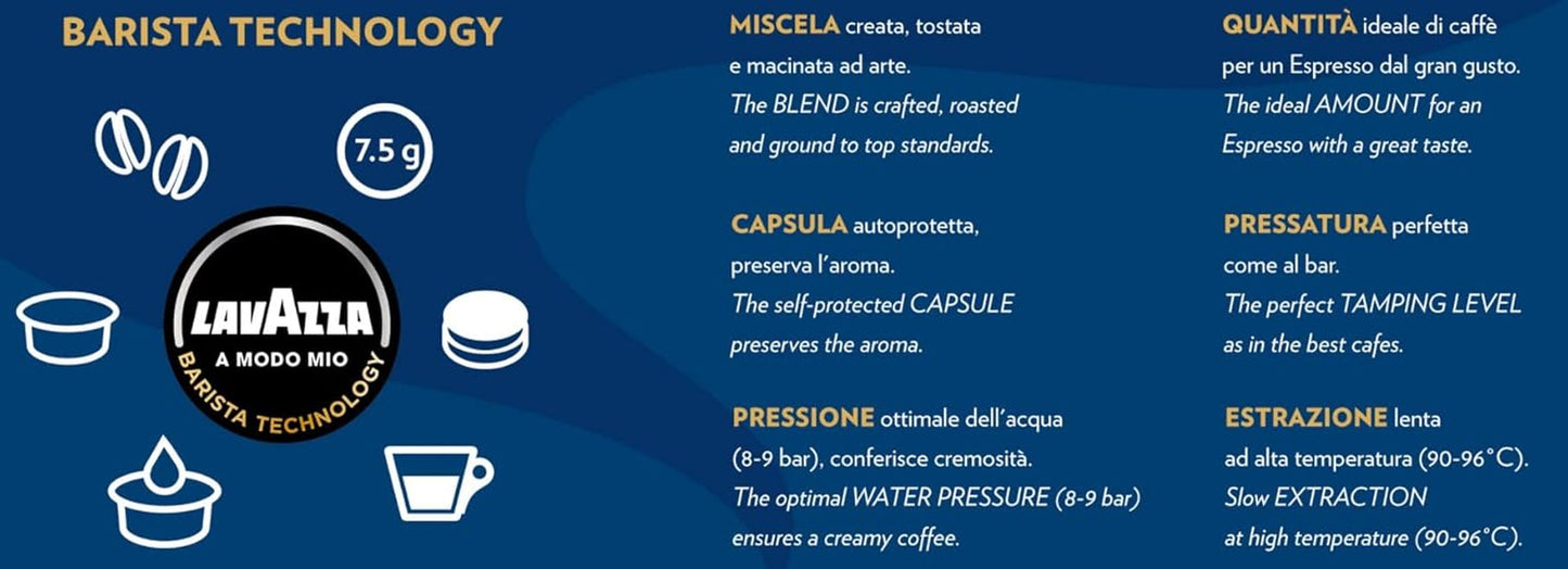 Lavazza, A Modo Mio Soave 256 Kaffeekapseln, für einen leichten und eleganckien Espresso mit aromaticschen Noten von Blumen, 100% Arabica, Intensität 5/13, średni Röstung, 16 Packungen mit je 16