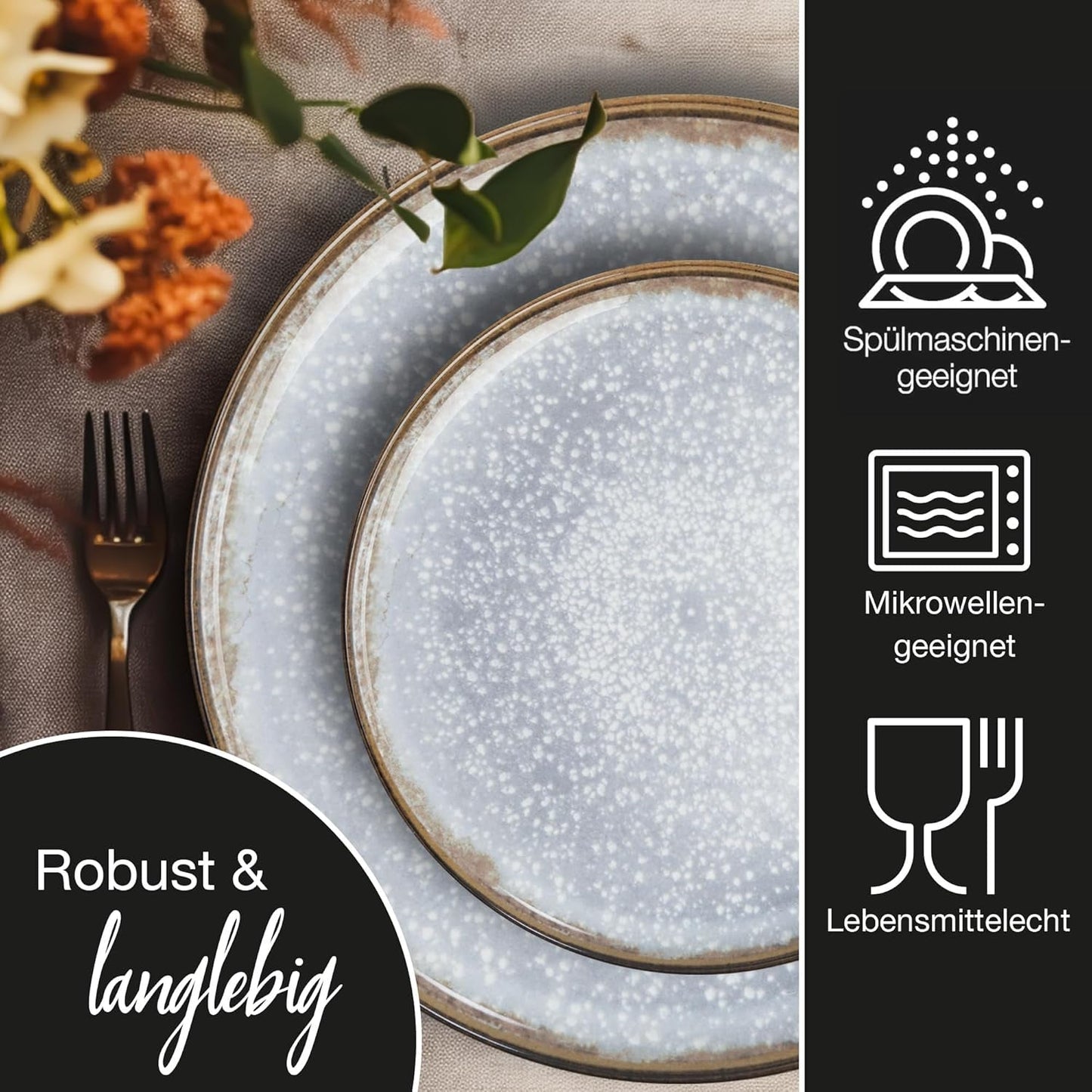 Zestaw porcelanowej zastawy stołowej Moritz & Moritz BLOSSOM dla 6 osób, 18 sztuk - Nowoczesna zastawa stołowa o zabawnym designie - Łatwy w pielęgnacji serwis do kawy z talerzami i miskami - Usługa łączona