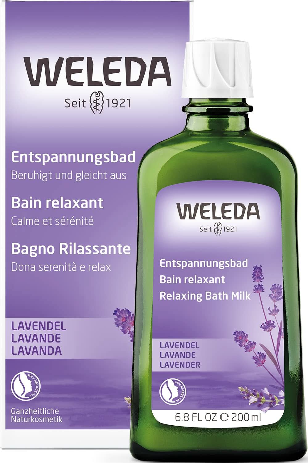 WELEDA BIO kąpiel zdrowotna z naturalnymi kosmetykami z prawdziwym olejkiem lawendowym na uspokojenie zmysłów i dobry sen, 200 ml Prysznic i kąpiel Naty Shop