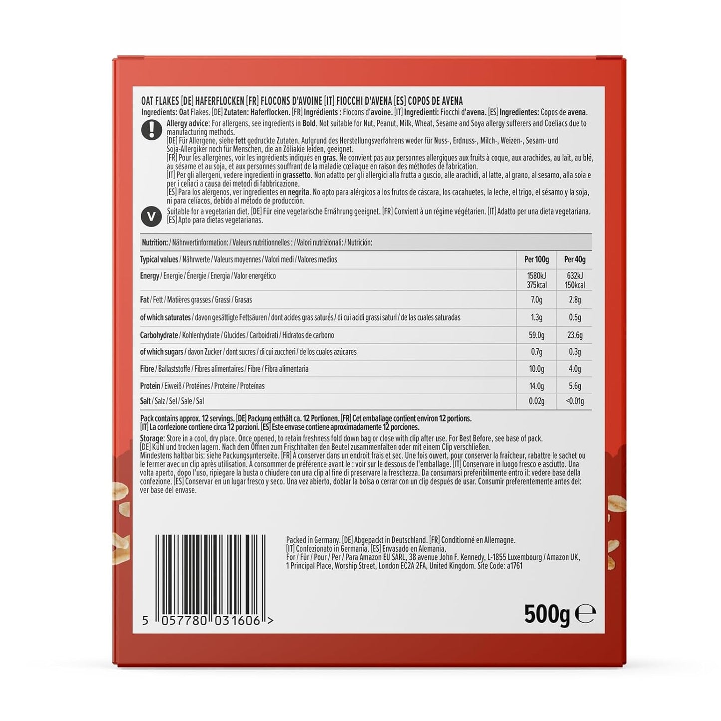 Delikatne Płatki Owsiane Amazon's, 500 g