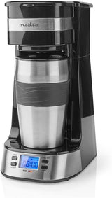 Espressor NEDIS - Kawa filtrowana - 0,4 l - 1 filiżanka - Timer - Czarny / Srebrny