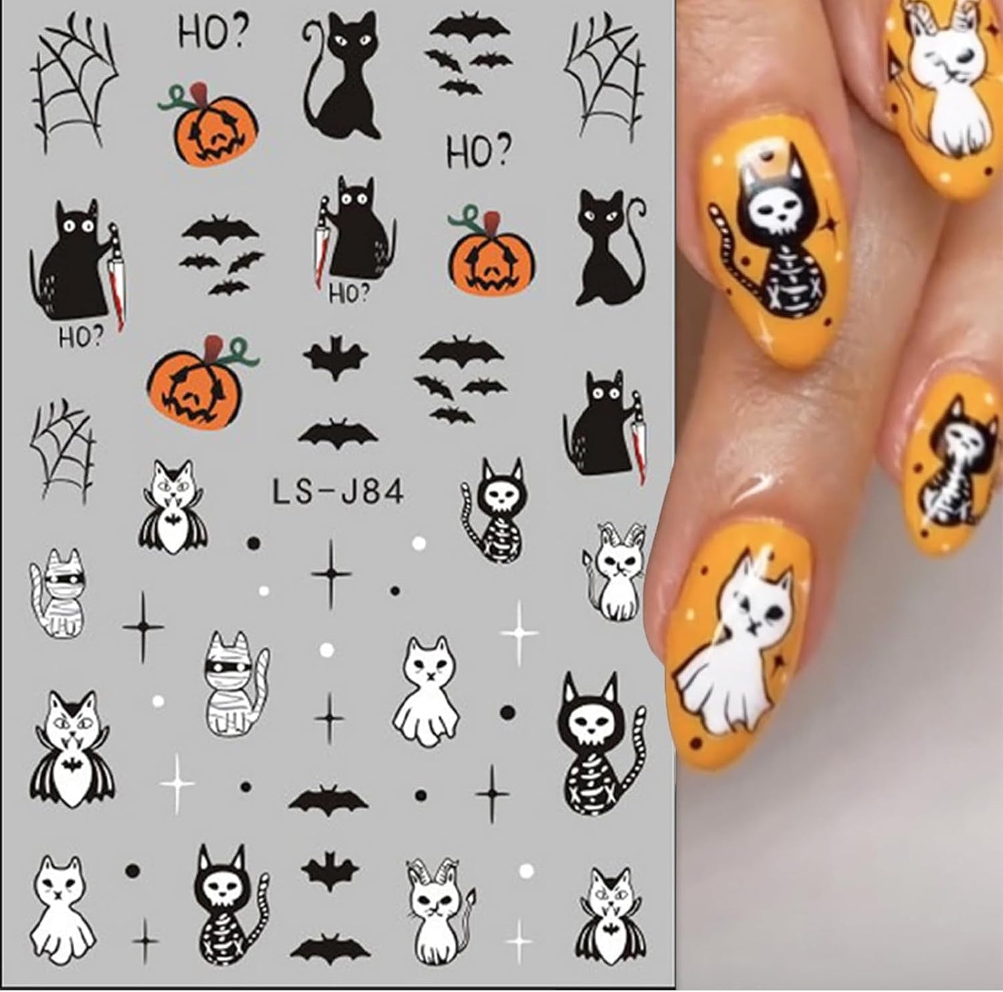 Nagelsticker Halloween, 8 Blätter Halloween Nagelsticker, Kürbis naklejka na paznokcie, zdobienia paznokci, Nagel Charms, Nagel Zubehör, Nageldesign, Boże Narodzenie (typ A)