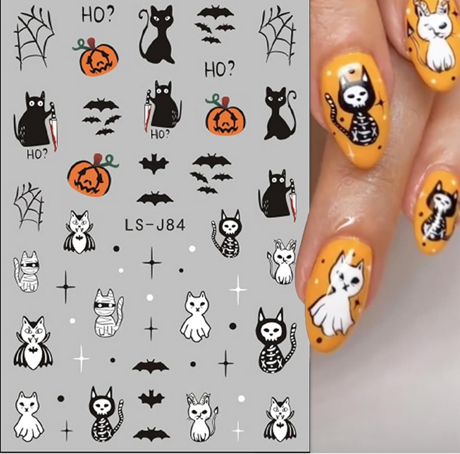 Nagelsticker Halloween, 8 Blätter Halloween Nagelsticker, Kürbis naklejka na paznokcie, zdobienia paznokci, Nagel Charms, Nagel Zubehör, Nageldesign, Boże Narodzenie (typ A)