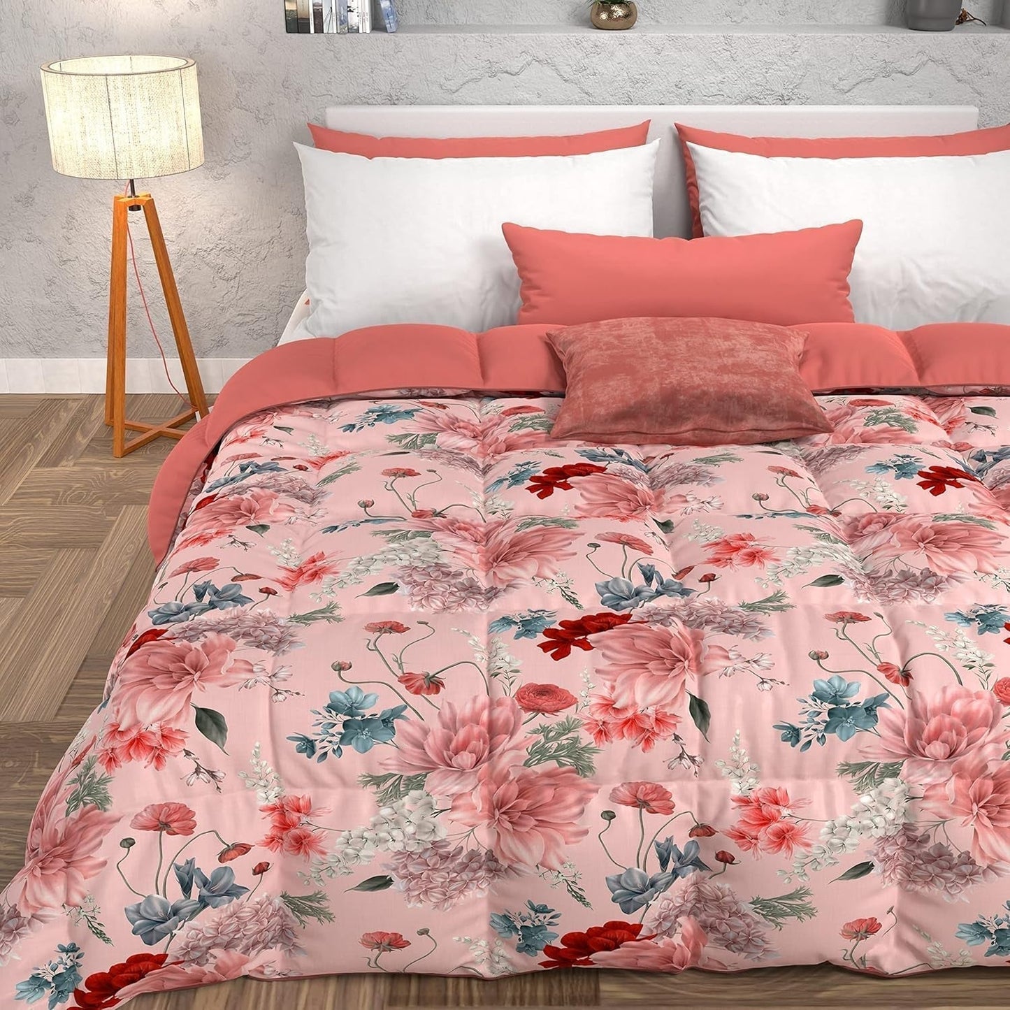 PETTI Artigiani Italiani - Kołdra zimowa, Kołdra zimowa, Prosta kołdra, Dwustronny, Druk monokolorowy i cyfrowy, 100% antyalergiczna mikrofibra, Made in Italy Kołdry i kołdry Naty Shop Floral 19 Powder 160 X 190 Cm