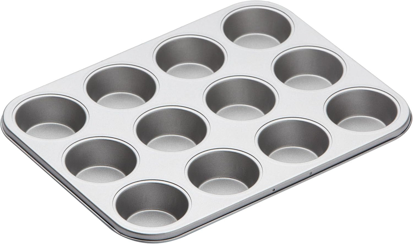 Kitchencraft Blacha do pieczenia muffinów z powłoką nieprzywierającą, mieszcząca 12 babeczek, formy i tace do pieczenia o wymiarach 35 cm x 27 cm Naty Shop