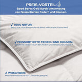 Pocieszyciel Allnights Średni pocieszyciel 135X200 100% nowe pierze i puch Przyjazny dla alergików Można prać w temperaturze do 60°C Wyprodukowano w Niemczech Białe kołdry i kołdry Naty Shop