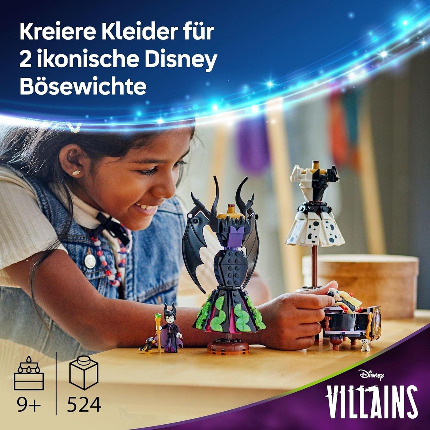 LEGO® Disney Złoczyńcy Sukienki Maleficent i Cruella De Mon — zabawka dla chłopców i dziewcząt od 9 lat — w zestawie. 2 minilaleczki i 2 figurki zwierząt — prezent urodzinowy dla fanów 43262 Zestawy do budowania Besuche den LEGO-Store