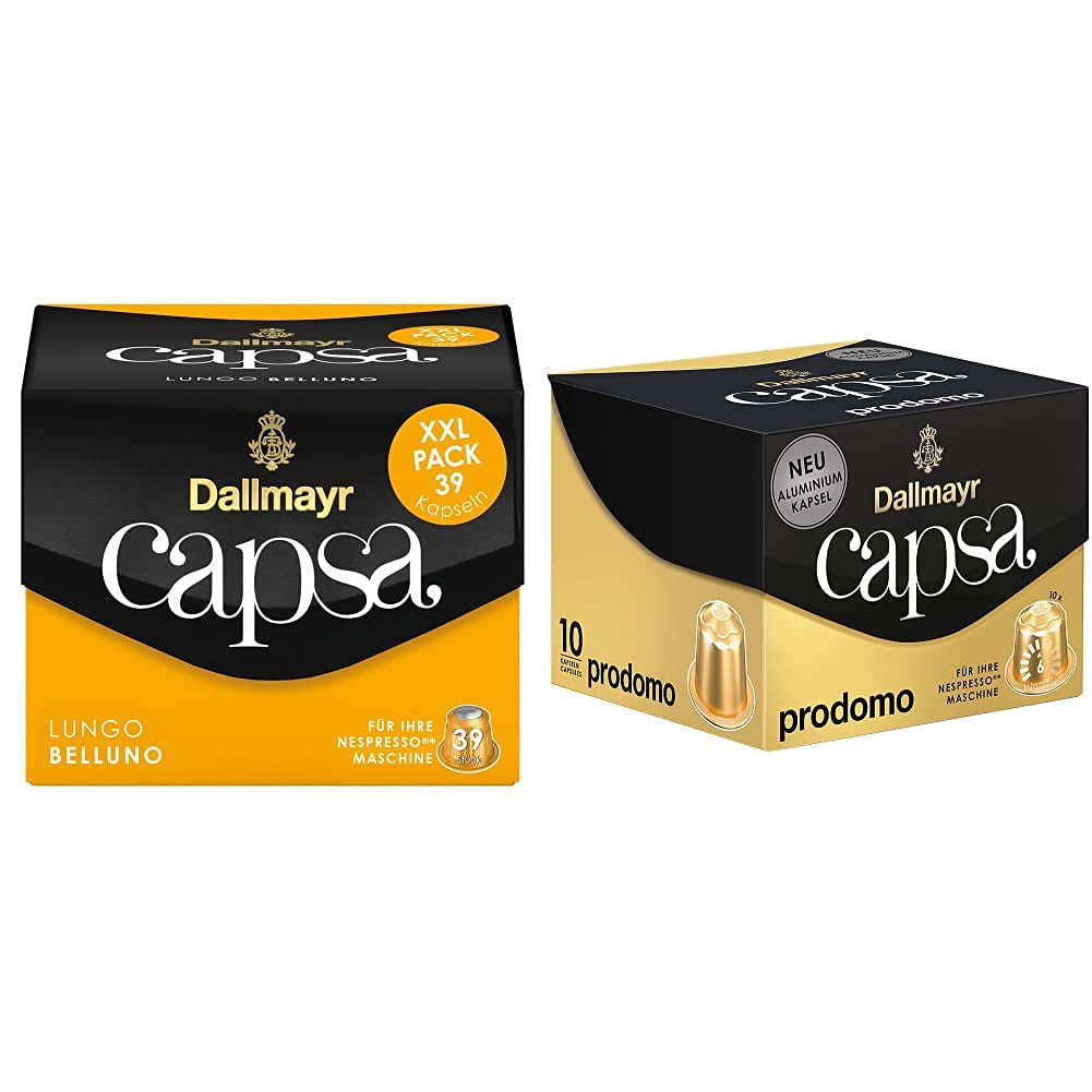 Capsa Lungo Belluno XXL, 39 Kapseln kompatybilny z Nespresso, 1er Pack (1 x 218 g) i Capsa prodomo, 56g