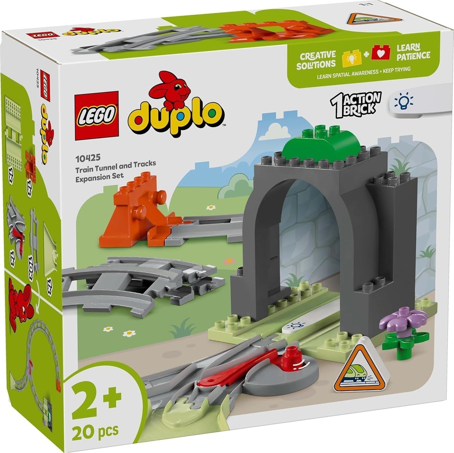 LEGO DUPLO Tunel i tory kolejowe — zestaw rozszerzający, prezent dla małych dzieci, zachęca do zręczności, zestaw dla fanów pojazdów od 2 lat, kreatywna zabawka edukacyjna 10425 Zestawy do budowania Besuche den LEGO-Store