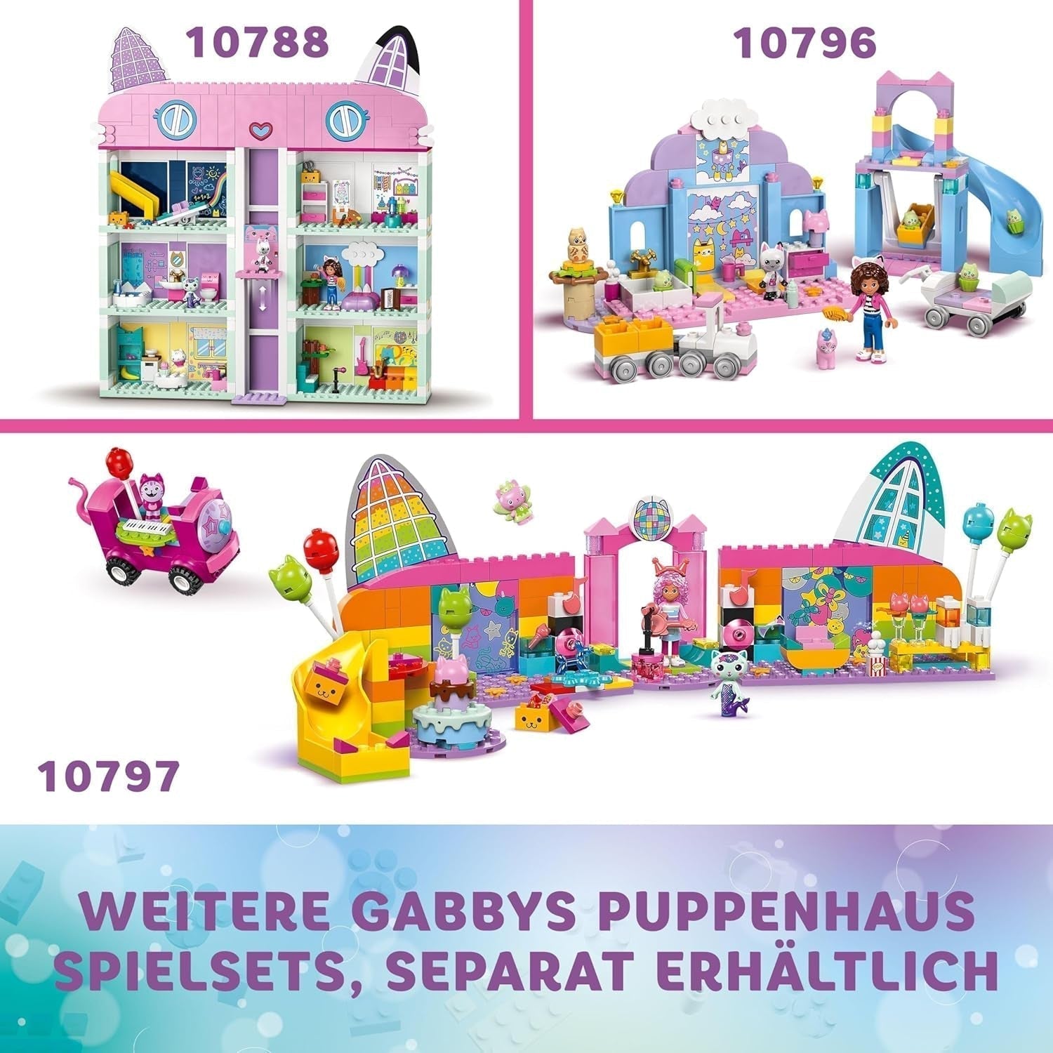 LEGO 4+ Domek dla lalek Gabby Małe kocie uszy Gabby Udawaj zwierzę Zestaw zabawek dla dzieci ze zjeżdżalnią i figurkami Prezent dla dziewcząt i chłopców Zabawka do kreatywnej zabawy 10796 Zestawy do budowania Beuche den LEGO-Store