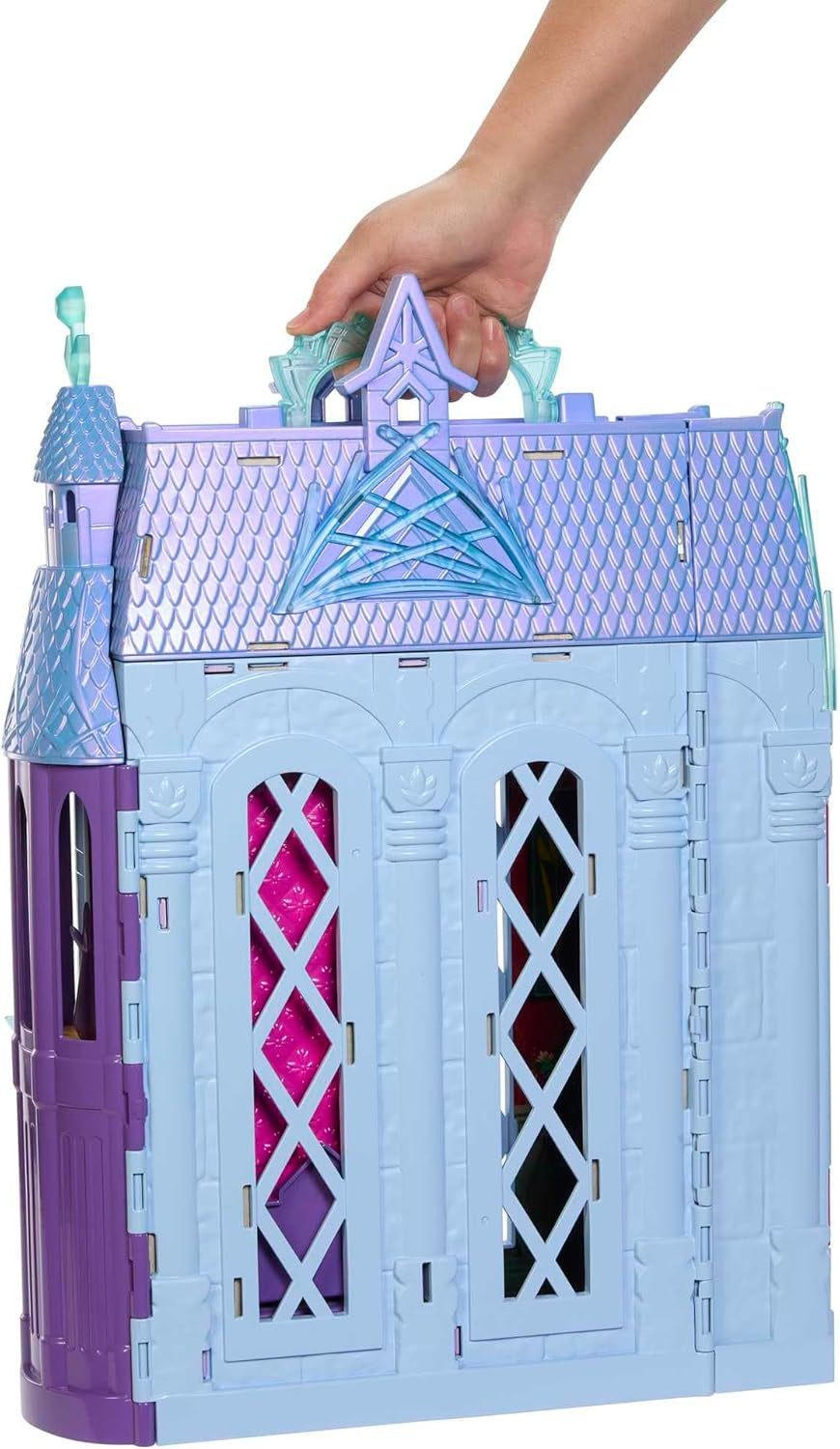 Mattel Disney Frozen - Domek dla lalek Castle Arendelle (60 cm+) z lalką Elsą, 4 place zabaw i 15 mebli i akcesoriów Disney Frozen II, HLW61