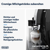 De'Longhi Dinamica Plus ECAM 370.70.B W pełni automatyczny ekspres do kawy z systemem LatteCrema Milk, Cappuccino i espresso, kolorowy ekran dotykowy TFT 3,5 cala i sterowanie za pomocą aplikacji, funkcja kawy, czarny