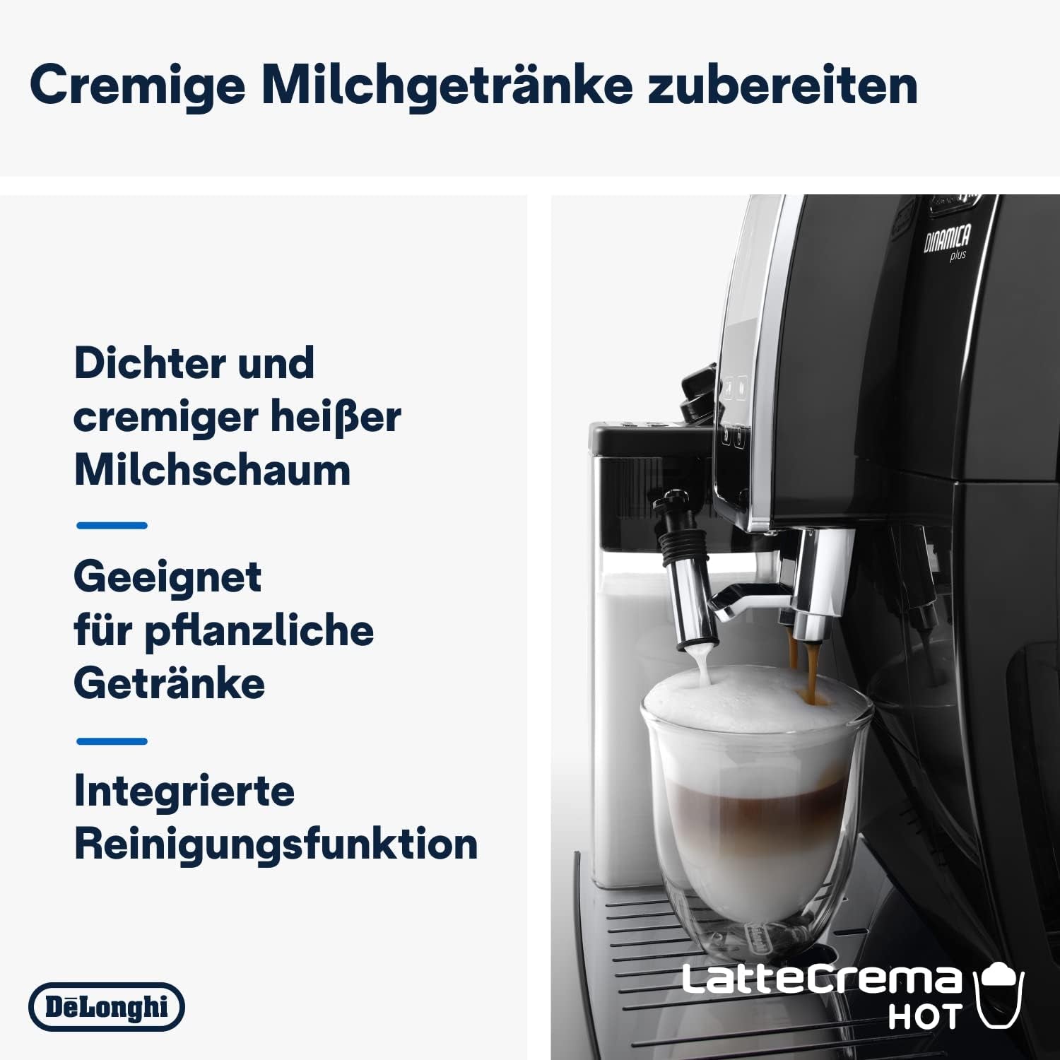 De'Longhi Dinamica Plus ECAM 370.70.B W pełni automatyczny ekspres do kawy z systemem LatteCrema Milk, Cappuccino i espresso, kolorowy ekran dotykowy TFT 3,5 cala i sterowanie za pomocą aplikacji, funkcja kawy, czarny